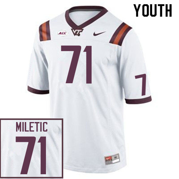 Youth #71 Danijel Miletic Virginia Tech Hokies College Football Jerseys Sale-White